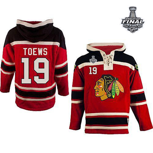 NHL Chicago Blackhawks #19 Jonathan Toews Red Sawyer Hooded Sweatshirt 2015 Stanley Cup Stitched Jerseys