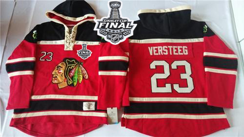 NHL Chicago Blackhawks #23 Kris Versteeg Red Sawyer Hooded Sweatshirt 2015 Stanley Cup Stitched Jerseys