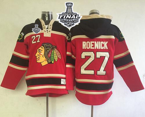 NHL Chicago Blackhawks #27 Jeremy Roenick Red Sawyer Hooded Sweatshirt 2015 Stanley Cup Stitched Jerseys