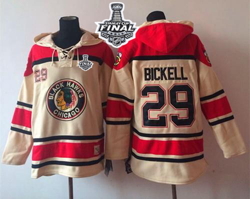 NHL Chicago Blackhawks #29 Bryan Bickell Cream Sawyer Hooded Sweatshirt 2015 Stanley Cup Stitched Jerseys