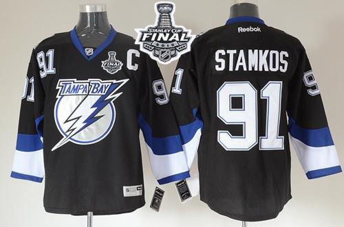 NHL Tampa Bay Lightning #91 Steven Stamkos Black 2015 Stanley Cup Stitched Jerseys