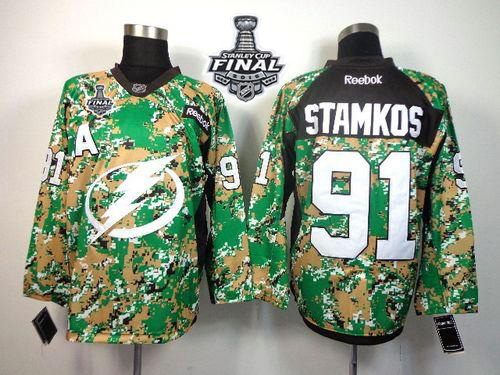 NHL Tampa Bay Lightning #91 Steven Stamkos Camo Veterans Day Practice 2015 Stanley Cup Stitched Jerseys