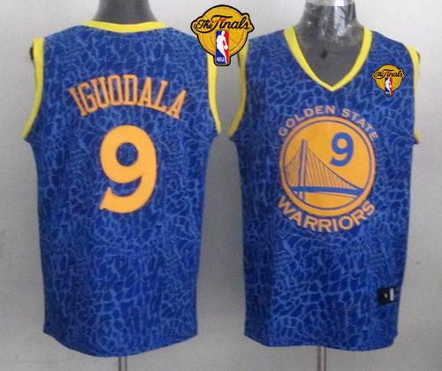 NBA Golden State Warrlors #9 Andre Iguodala Blue Crazy Light The Finals Patch Stitched Jerseys