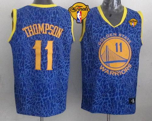 NBA Golden State Warrlors #11 Klay Thompson Blue Crazy Light The Finals Patch Stitched Jerseys