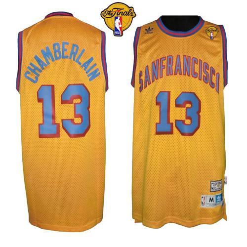 NBA Golden State Warrlors #13 Wilt Chamberlain Gold Throwback San Francisco The Finals Patch Stitched Jerseys