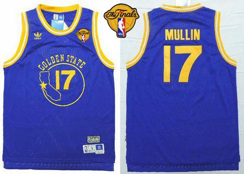 NBA Golden State Warrlors #17 Chris Mullin Blue New Throwback The Finals Patch Stitched Jerseys