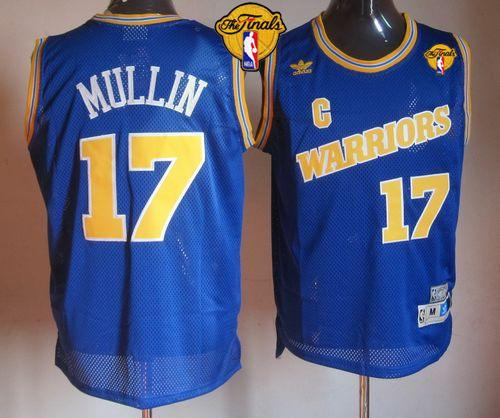 NBA Golden State Warrlors #17 Chris Mullin Blue Throwback The Finals Patch Stitched Jerseys