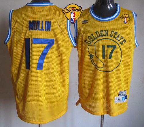 NBA Golden State Warrlors #17 Chris Mullin Gold Throwback The Finals Patch Stitched Jerseys