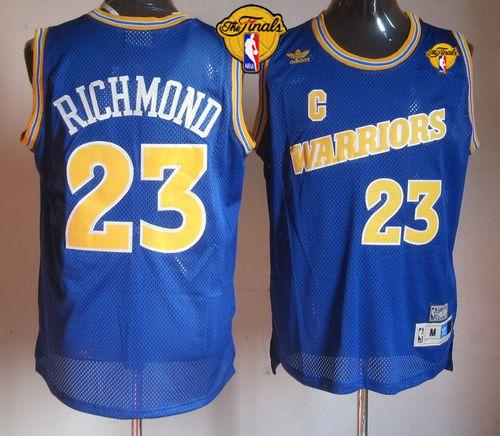 NBA Golden State Warrlors #23 Mitch Richmond Blue Throwback The Finals Patch Stitched Jerseys