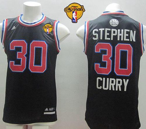 NBA Golden State Warrlors #30 Stephen Curry Black 2015 All Star The Finals Patch Stitched Jerseys