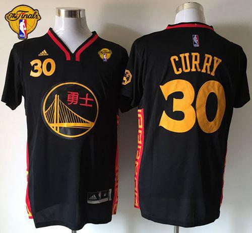 NBA Golden State Warrlors #30 Stephen Curry Black Slate Chinese New Year The Finals Patch Stitched Jerseys