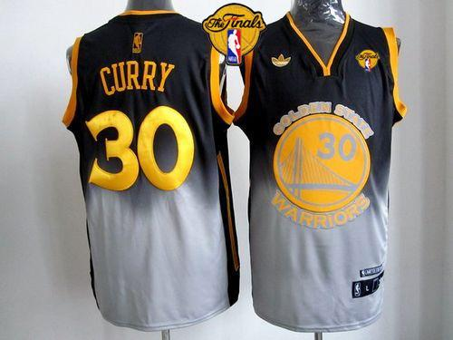 NBA Golden State Warrlors #30 Stephen Curry Black-Grey Fadeaway Fashion The Finals Patch Stitched Jerseys