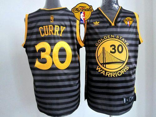 NBA Golden State Warrlors #30 Stephen Curry Black-Grey Groove The Finals Patch Stitched Jerseys