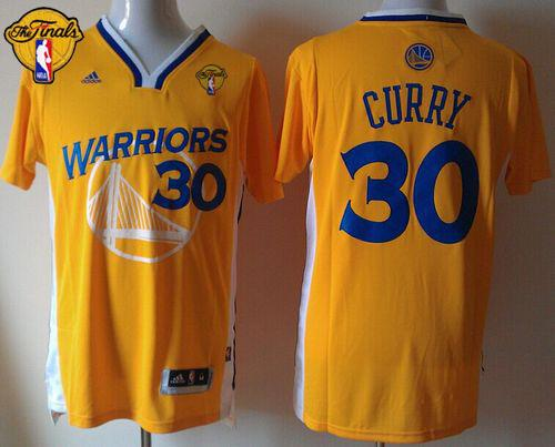 NBA Golden State Warrlors #30 Stephen Curry Gold Alternate The Finals Patch Stitched Jerseys