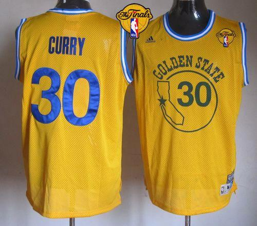 NBA Golden State Warrlors #30 Stephen Curry Gold New Throwback The Finals Patch Stitched Jerseys