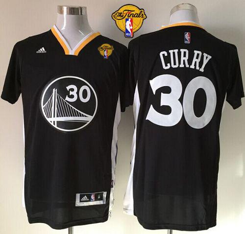 NBA Golden State Warrlors #30 Stephen Curry New Black Alternate The Finals Patch Stitched Jerseys