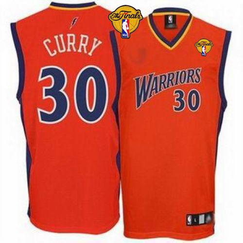 NBA Golden State Warrlors #30 Stephen Curry Orange The Finals Patch Stitched Jerseys