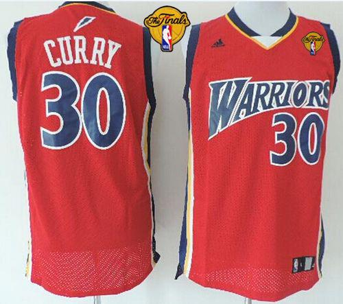 NBA Golden State Warrlors #30 Stephen Curry Red Throwback The Finals Patch Stitched Jerseys