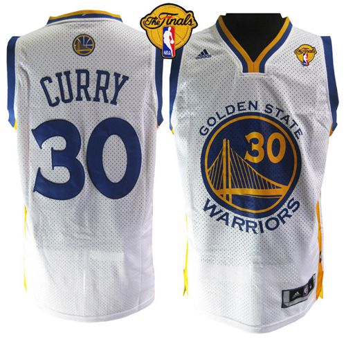NBA Golden State Warrlors #30 Stephen Curry White The Finals Patch Stitched Jerseys