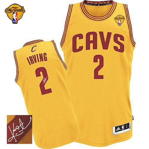 NBA Revolution 30 Autographed Cleveland Cavaliers #2 Kyrie Irving Yellow The Finals Patch Stitched Jerseys