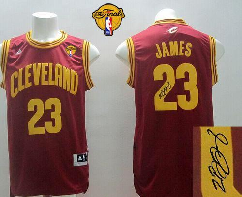 NBA Revolution 30 Autographed Cleveland Cavaliers #23 LeBron James Red Road The Finals Patch Stitched Jerseys