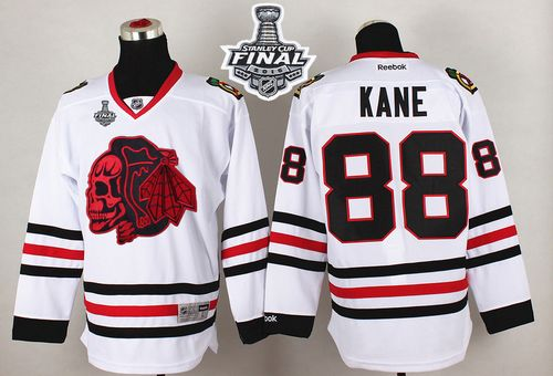 NHL Chicago Blackhawks #88 Patrick Kane White(Red Skull) 2015 Stanley Cup Stitched Jerseys