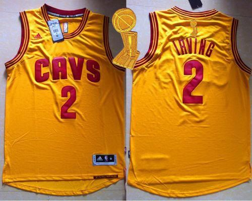 NBA Youth Revolution 30 Cleveland Cavaliers #2 Kyrie Irving Gold The Champions Patch Stitched Jerseys