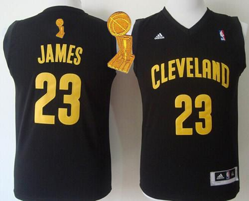 NBA Youth Revolution 30 Cleveland Cavaliers #23 LeBron James Black The Champions Patch Stitched Jerseys