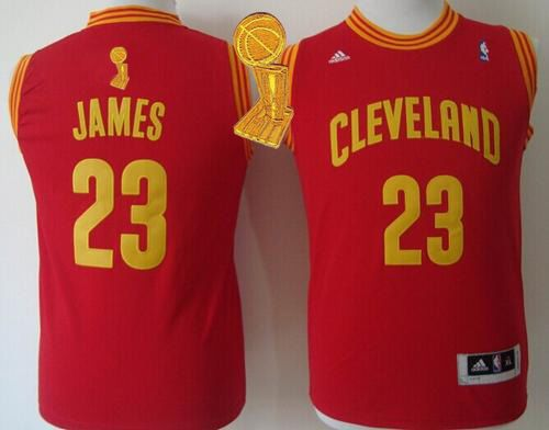 NBA Youth Revolution 30 Cleveland Cavaliers #23 LeBron James Red The Champions Patch Stitched Jerseys