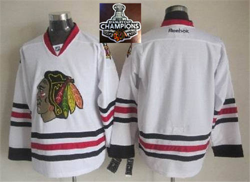 NHL Chicago Blackhawks Blank White 2015 Stanley Cup Champions jerseys