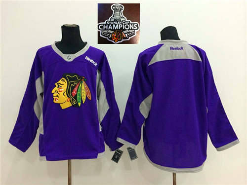 NHL Chicago Blackhawks Blank Purple Practice 2015 Stanley Cup Champions jerseys