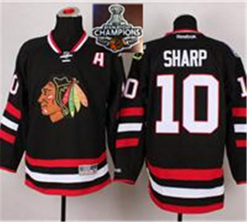 NHL Chicago Blackhawks #10 Patrick Sharp(A patch) Black 2015 Stanley Cup Champions jerseys