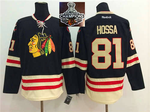 NHL Chicago Blackhawks #81 Marian Hossa Black 2015 Stanley Cup Champions jerseys