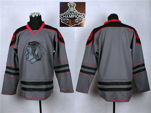 NHL Chicago Blackhawks Blank Charcoal Cross Check Fashion 2015 Stanley Cup Champions jerseys