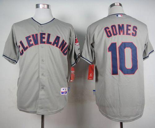 MLB Cleveland Indians #10 Yan Gomes Grey Cool Base Stitched Baseball jerseys
