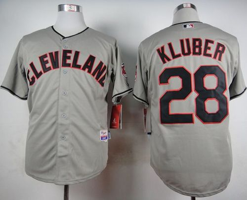 MLB Cleveland Indians #28 Corey Kluber Grey Cool Base Stitched Baseball jerseys