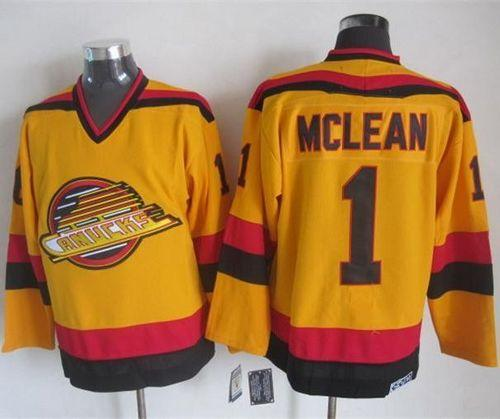 NHL Vancouver Canucks #1 Kirk Mclean Gold CCM Throwback Stitched jerseys