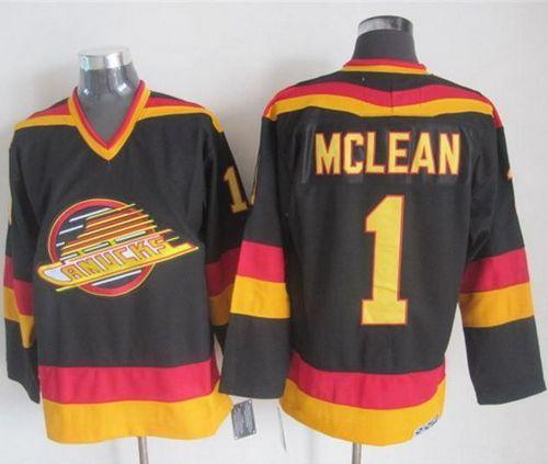 NHL Vancouver Canucks #1 Kirk Mclean Black Gold CCM Throwback Stitched jerseys