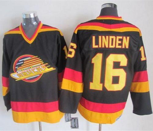 NHL Vancouver Canucks #16 Trevor Linden Black Gold CCM Throwback Stitched jerseys
