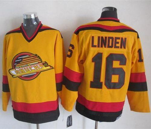 NHL Vancouver Canucks #16 Trevor Linden Gold CCM Throwback Stitched jerseys