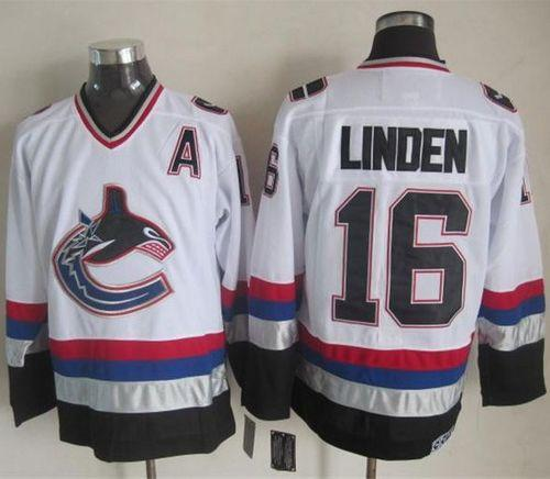 NHL Vancouver Canucks #16 Trevor Linden White Black CCM Throwback Stitched jerseys