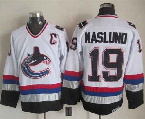 NHL Vancouver Canucks #19 Markus Naslund White Black CCM Throwback Stitched jerseys
