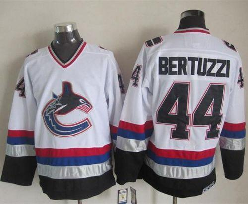 NHL Vancouver Canucks #44 Todd Bertuzzi White Black CCM Throwback Stitched jerseys