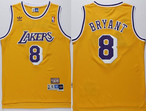 NBA Los Angeles Lakers #8 Kobe Bryant Gold Throwback Stitched Jerseys