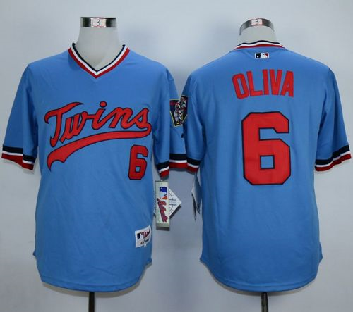 MLB Minnesota Twins #6 Tony Oliva Light Blue 1984 jerseys
