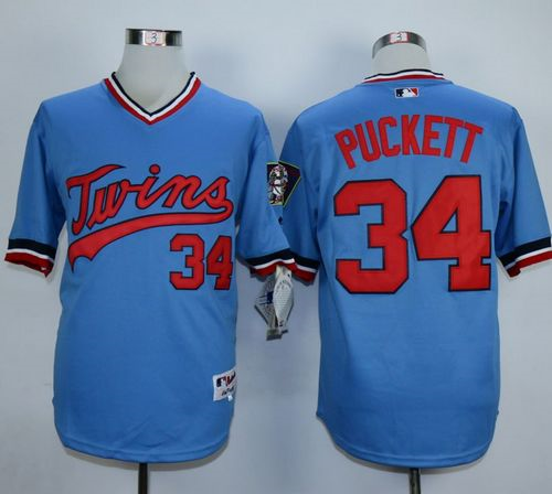 MLB Minnesota Twins #34 Kirby Puckett Light Blue 1984 jerseys