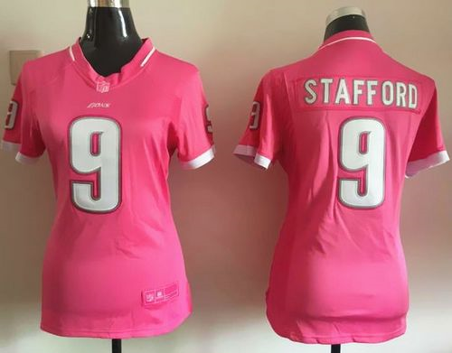 Women Nike Detroit Lions #9 Matthew Stafford Pink Jerseys