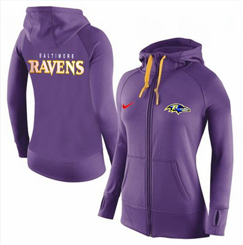 Women Nike Baltimore Ravens Full-Zip Performance Hoodie Purple