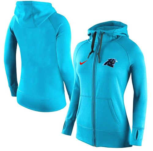Women Nike Carolina Panthers Full-Zip Performance Hoodie Light Blue