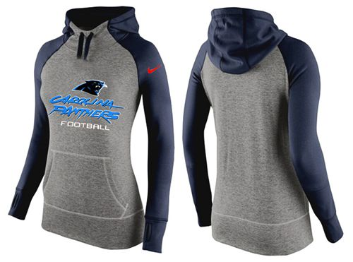 Women Nike Carolina Panthers Performance Hoodie Grey & Dark Blue